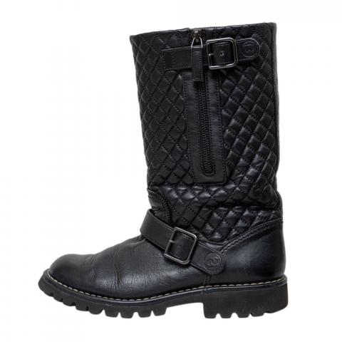 chanel quilted biker boots