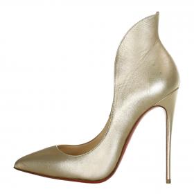 Christian Louboutin Metallic Leather Mea Culpa Flared Pumps - Gold