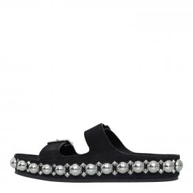 Alaïa Bombe Studded Suede Sandals - Black