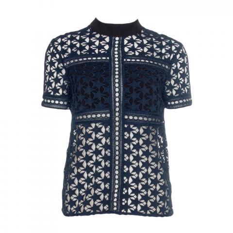 navy blue lace blouse